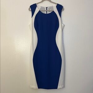 J Peterman | Colorblock royal blue & white midi dress Women’s size 16 sleeveless